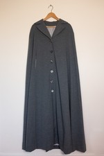 Vintage 60s Full Length Cape Coat Button Front with Collar W's Medium Gray