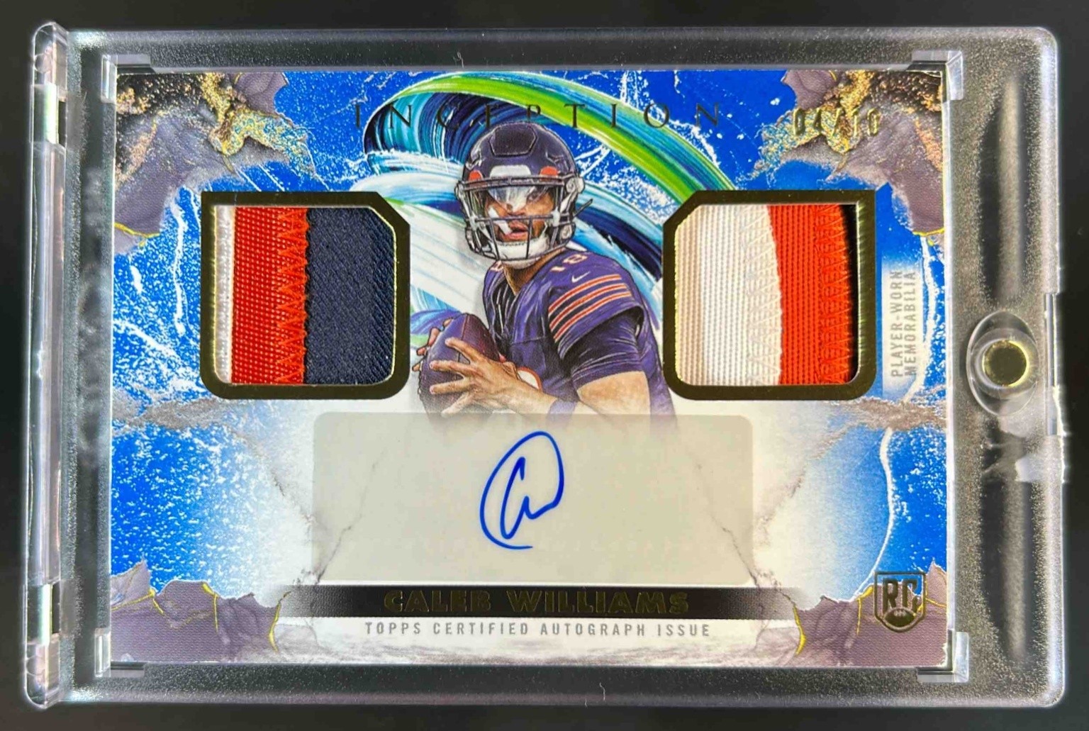 2024 Topps Inception Caleb Williams Franchise Foundation Patch Auto Blue RC #/10