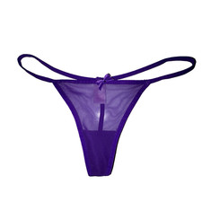 Victoria's Secret VTG Y2K Purple Sheer Strappy Thong New One Size Front Bow