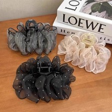 01Pc Elegant Chiffon Big Bow Hair Claw For Women Girls Temperament Hair Hair Cli
