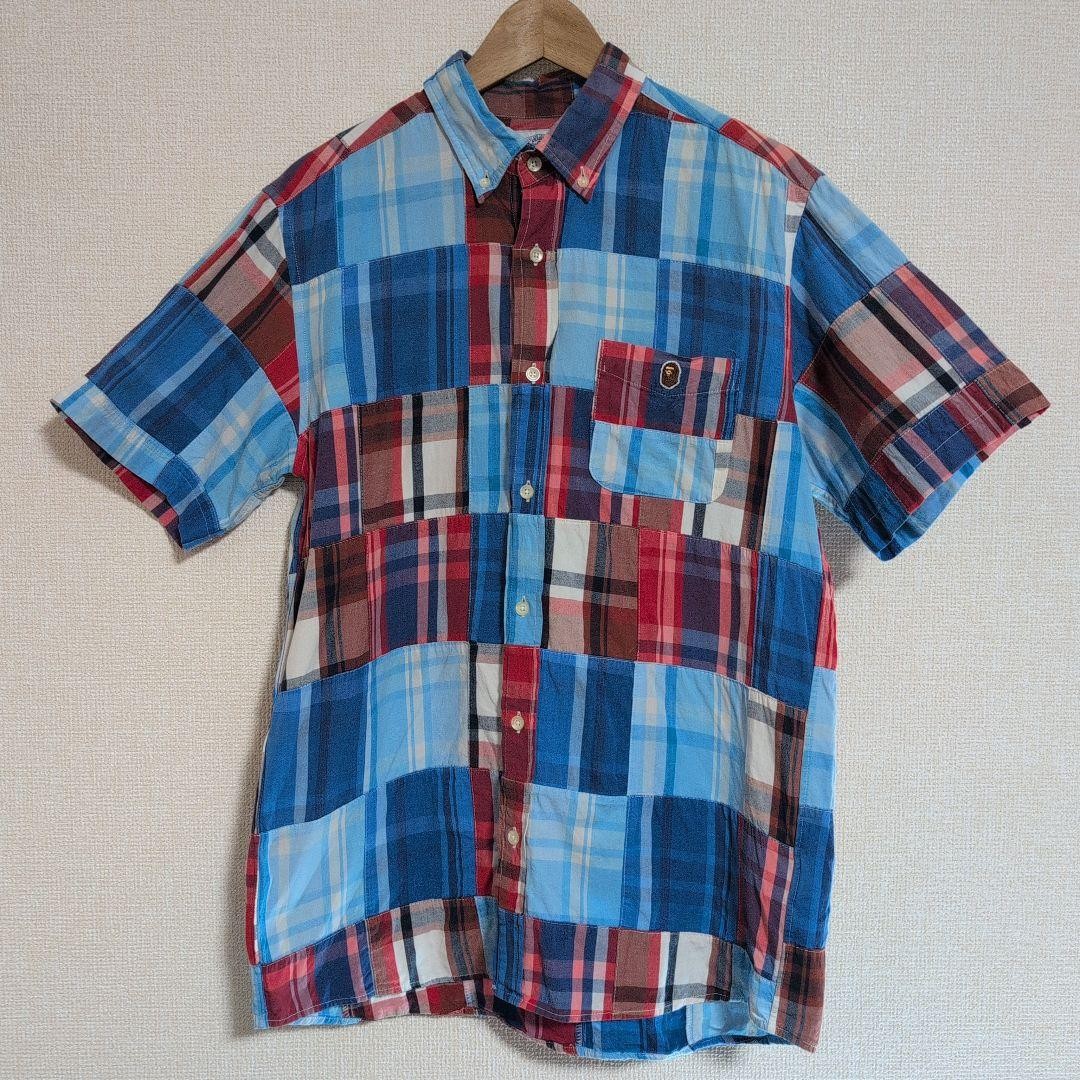 A BATHING APE Patchwork Check Short Sleeve Shirt … - image 2