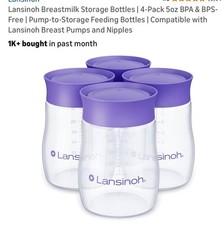 Breastmilk Storage Bottles 4 Count 5oz BPA Free Pump-to Lansinoh 4-Pack BPS-Free
