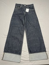 Jeans donna Zara TRF risvoltati con polsini gamba larga larghi larghi nuovi con etichette taglia 4 (30x33)
