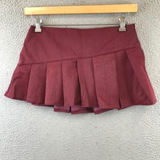 New Forever 21 Merlot Pleated Faux Leather Mini Skirt Size Medium