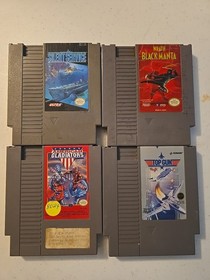 Lot Of 4 Nes Silentservice Wrath Of The Black Manta American Gladiators Topgun
