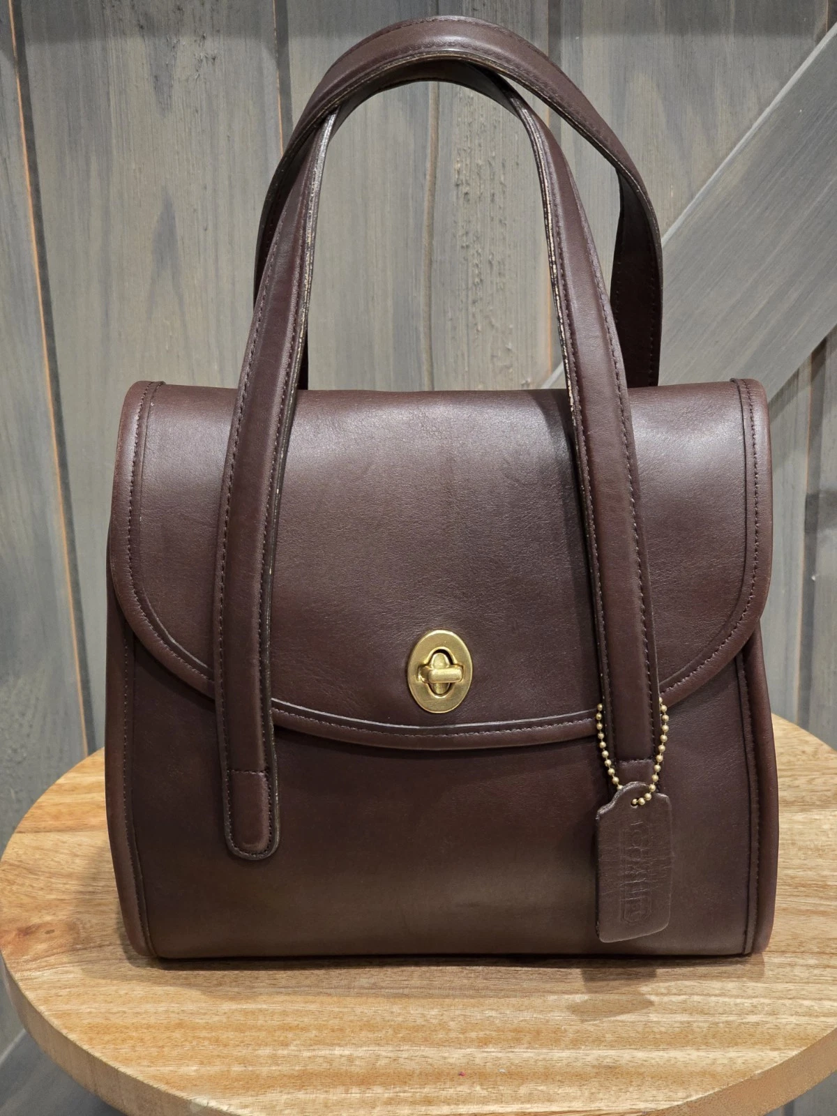 Borsa a mano Coach vintage in pelle di mogano Belmont 9088