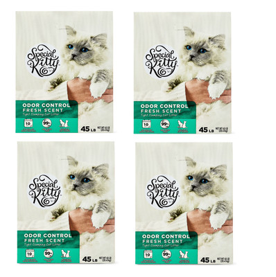 4 PACK Special Kitty Clumping Clay Cat Litter, Fresh Scent, 45 lbs Box