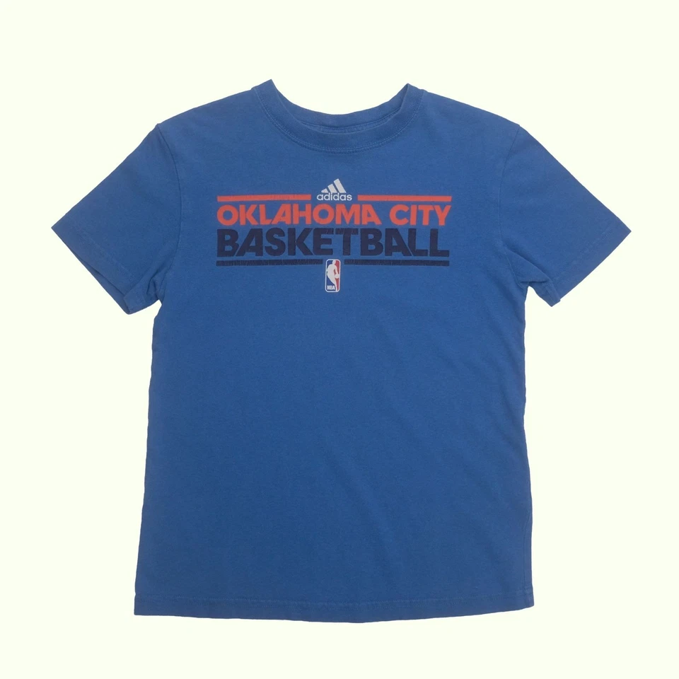 NBA ADIDAS VTG OKC THUNDER BASKETBALL OKLAHOMA CITY GRAPHIC T SHIRT YOUTH SZ L - Image 2 of 4