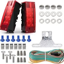 12V LED Low Profile Submersible Rectangular Trailer Light Kit Tail Stop Turn