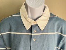 NWT Madewell Men's blue white striped short sleeve Rugby polo shirt Small S