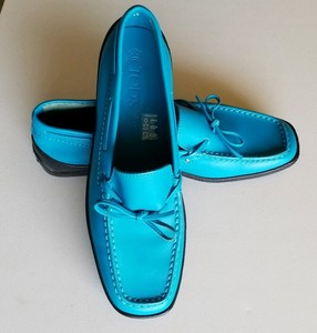 blue leather loafers womens