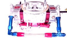 08AN Holley 4150 Dual Feed Carb Fuel Inlet Line Kit Show Polish  Blue & Red Alum