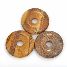 Natural Picture Jasper Donut Circle Pendant Size 40mm 50mm Sold Per Piece