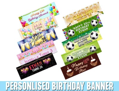 Personalised Generic Design Birthday Banners Kid Party Decoration Children 185
