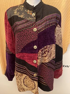 Indigo Moon Woman s Boho Patchwork Design Lightweight Jacket Size Large