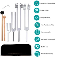 4 Pcs Tuning Fork Sound Healing Set 128Hz OM 136.1Hz 528Hz 4096Hz Chakra Tools