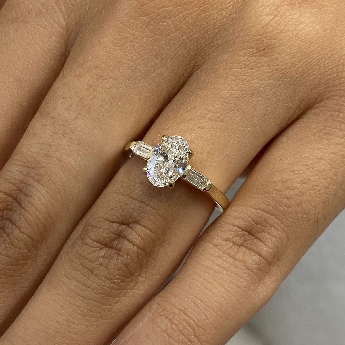 Oval Lab-Created Diamond Stone Engagement Ring E/VVS2 14K Yellow  Gold