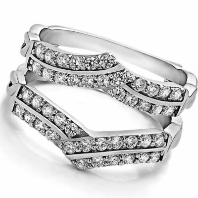 Solitaire Schutz Verstärker 0.7ct Künstlicher Diamant Crisscross Ring Silber