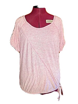 EyeLash Couture Top Pink Women Cold Shoulder Size Medium Bottom Tie Knit