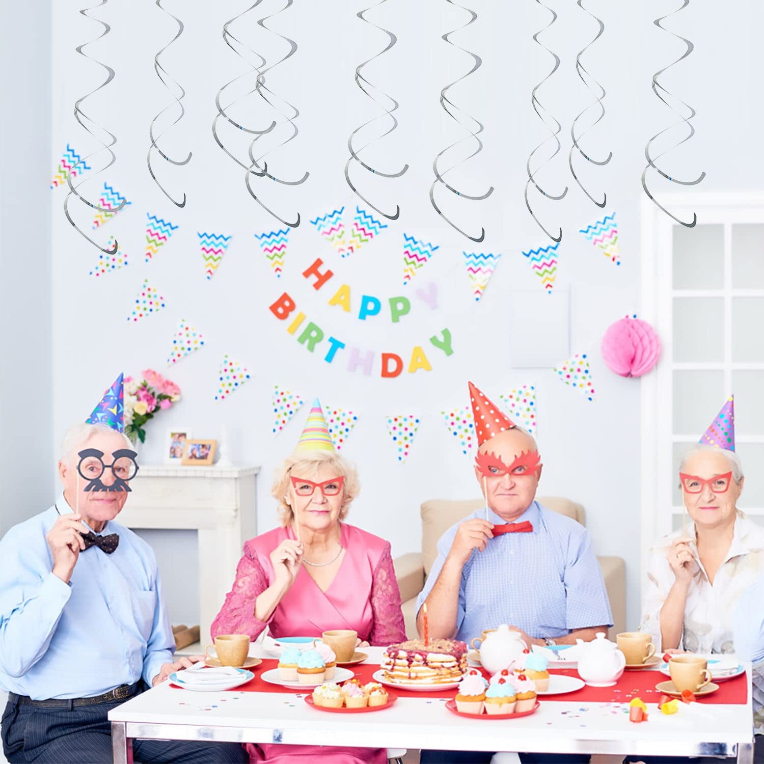 12 Pieces Hanging Swirl Decorations Plastic Streamer Party Swirl Spiral Decor...