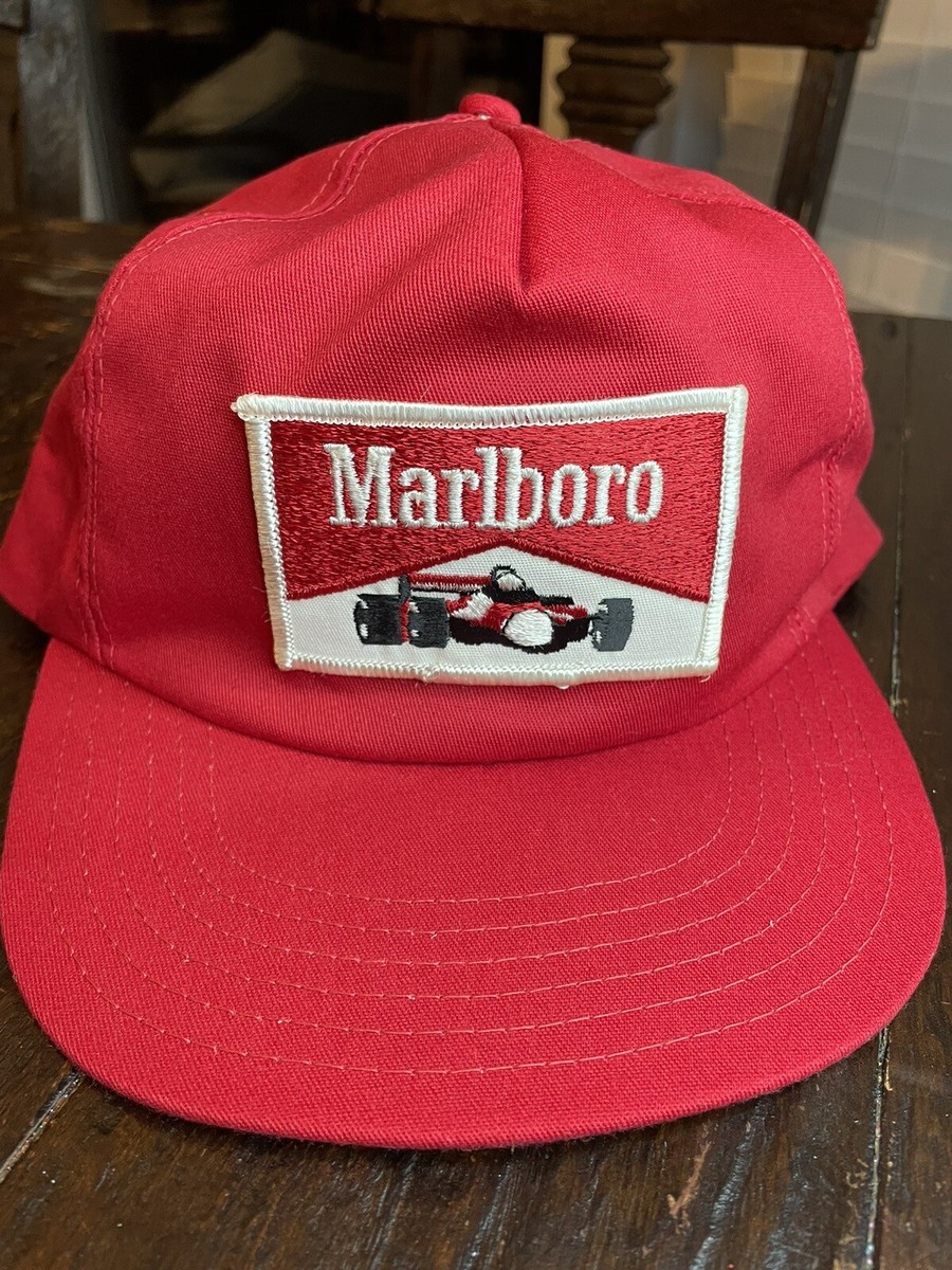 Vintage Marlboro Racing Trucker Cap Hat Made In USA SnapBack