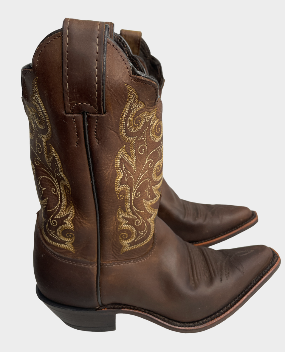 Justin L4933 Apache Brown Leather Western Cowboy Cowgirl Boots Women's 6 B