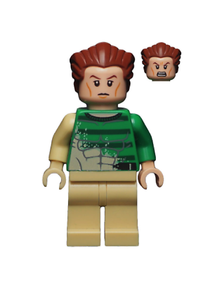 sh685 Green Outfit Lego Figure Sandman Tan Sand Form with Swirling Base