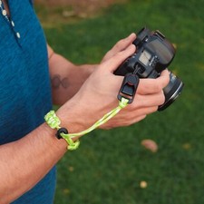 Lime Green Camera Wrist Strap White Paracord Adjustable w/ Peak Design Anchor