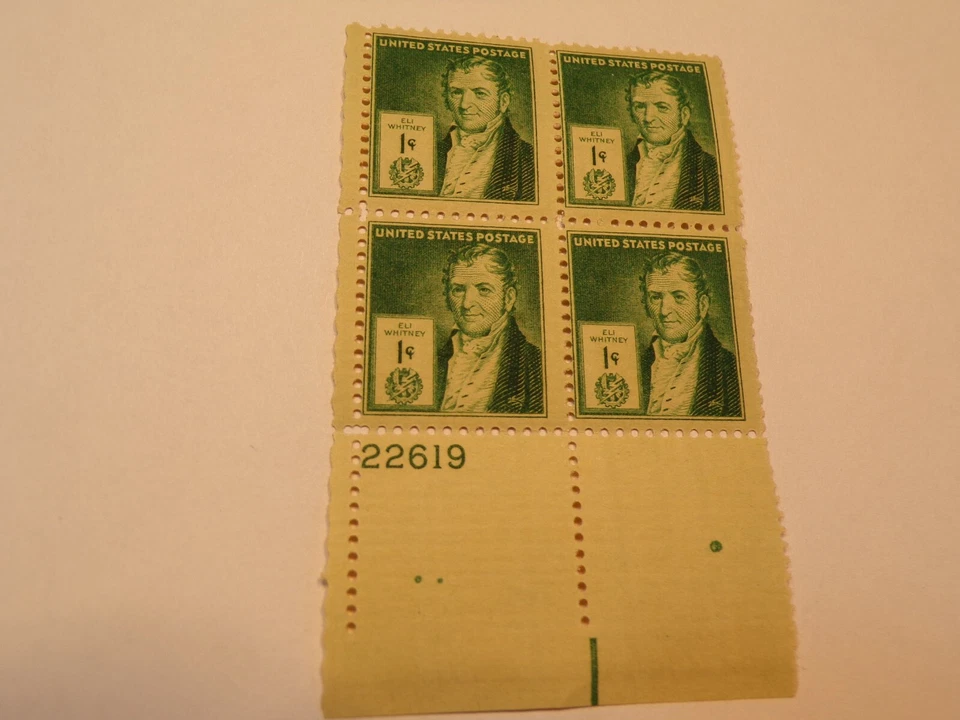 1940 1 ¢ Famous Americans U.S Stamp Eli Whitney, Inventor. Block of 4 MNH (3850) - Image 3 of 4