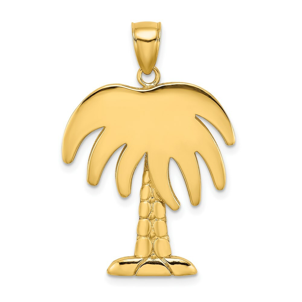 10k Gold Cuba Palm Tree Charm Pendant - Polished, Handmade In USA, For Necklace Or Bracelet
