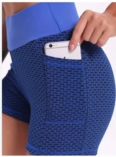 XL Hip Lifter Blue And Black Shorts With Pockets