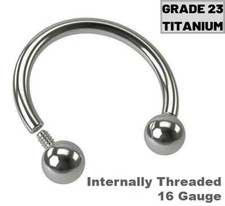 PAIR 16G 5/16" IMPLANT TITANIUM INTERNALLY THREADED HORSESHOE SEPTUM TRAGUS RING