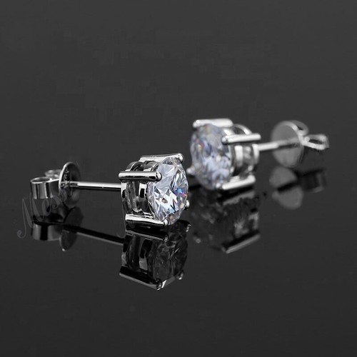 0.10-1.00ct Natural Round Cut Diamond 4 Claw Gold Platinum Stud Earrings - Picture 2 of 14
