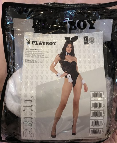 NEW Playboy Bunny Romper Black classic sheer By Roma Size S - Picture 4 of 4