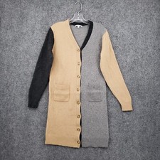 Uniqlo x JW Anderson Sweater Dress Women XS Beige Gray Cardigan Wool V Neck Midi