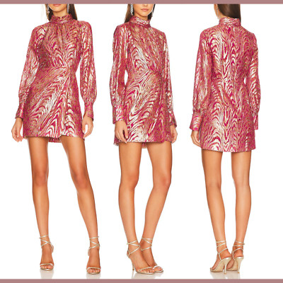 NWT $595 JONATHAN SIMKHAI [ 2 ] Halen Moire Fil Coupe Draped Mini Dress #6294