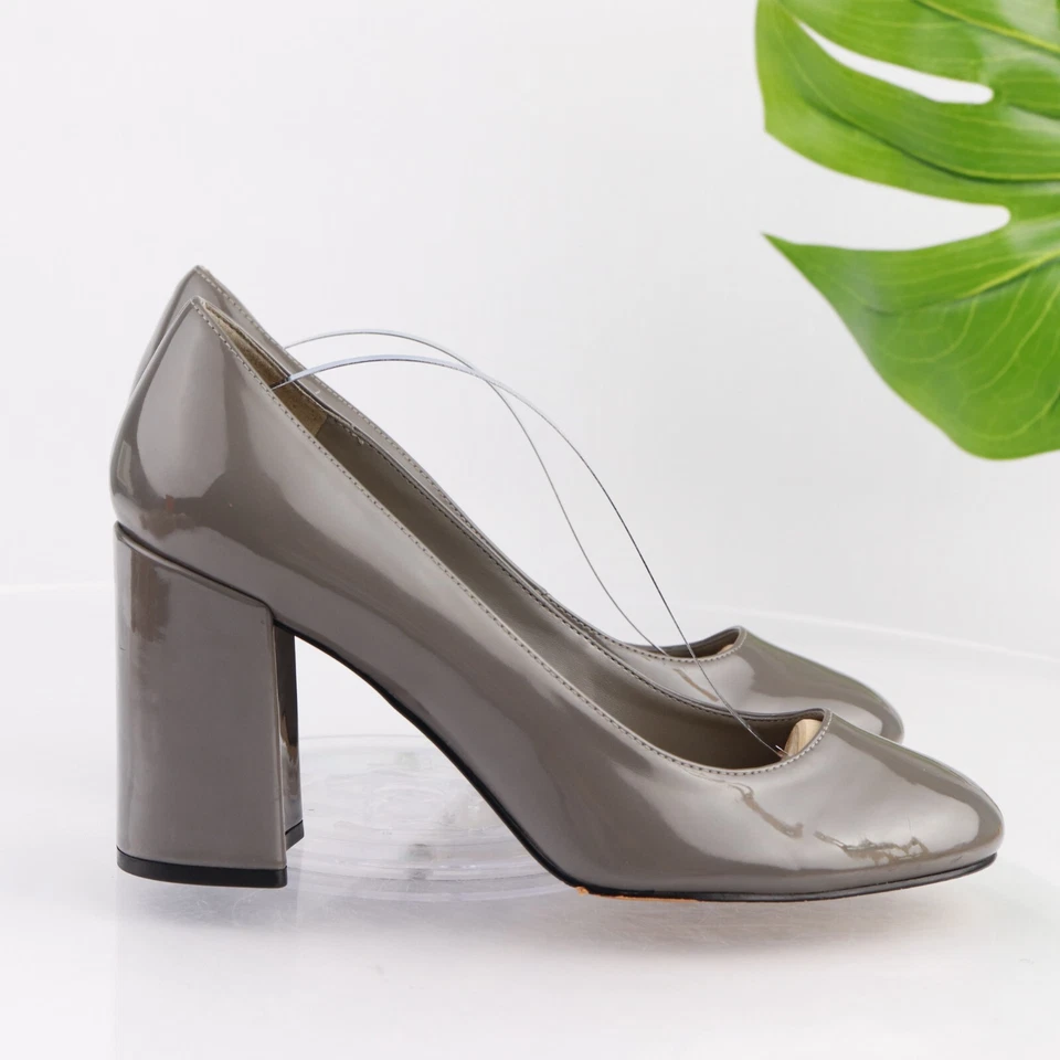 Zapato de vestir Marc Fisher para mujer talla 9 gris charol tacón ancho punta redonda Foto 3 de 4