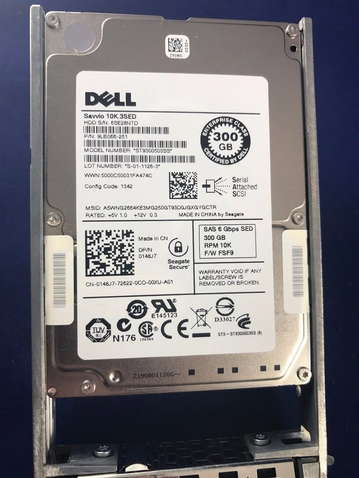 Dell 300GB 2.5" Hard Drive 148J7 10000 rpm 6g sed sff 9LB066-251 SAS - Image 4 of 4