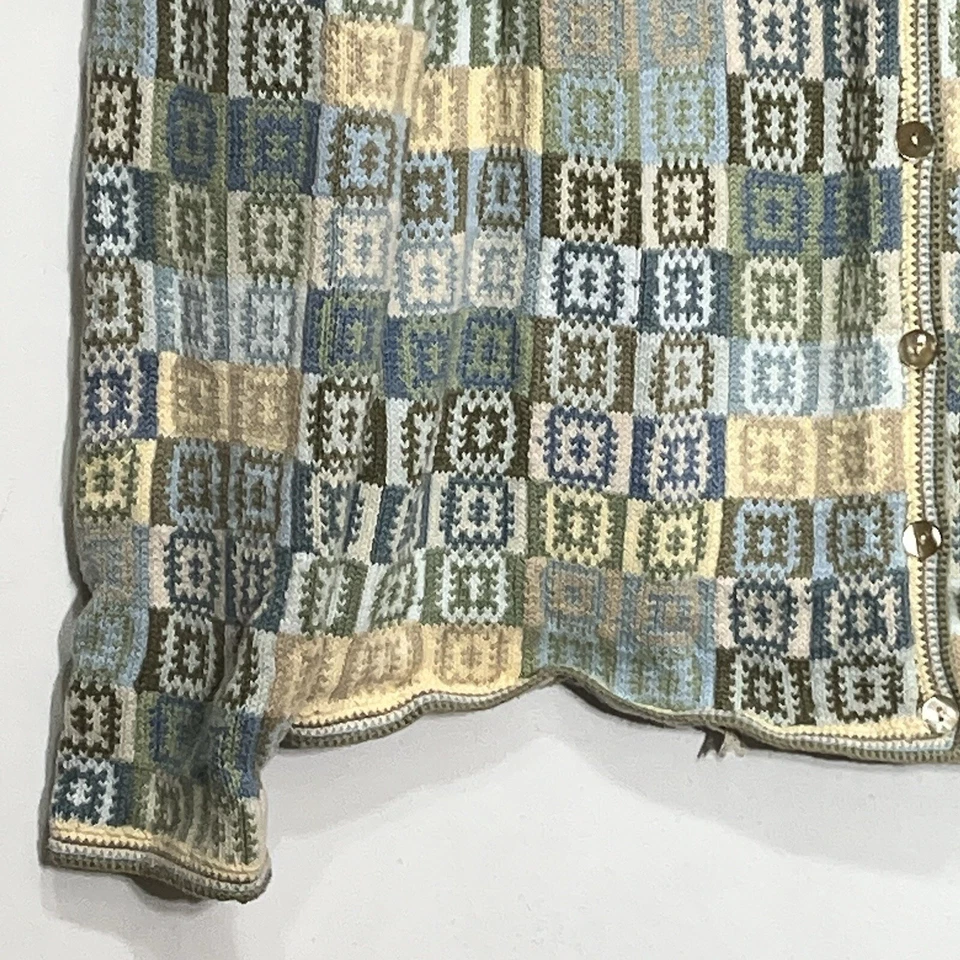 Suéter Cárdigan Talbots Vintage Talla M Azul Verde Algodón Grandmacore Cottagecore Foto 4 de 4