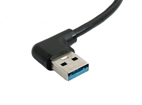 USB 3.0 Cable 30 CM Type A Socket To Plug Adapter Screw Angle Black Leather - Zdjęcie 4 z 4