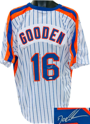Doc/Dwight Gooden signed White Pinstripe Custom Stitched Pro BB
