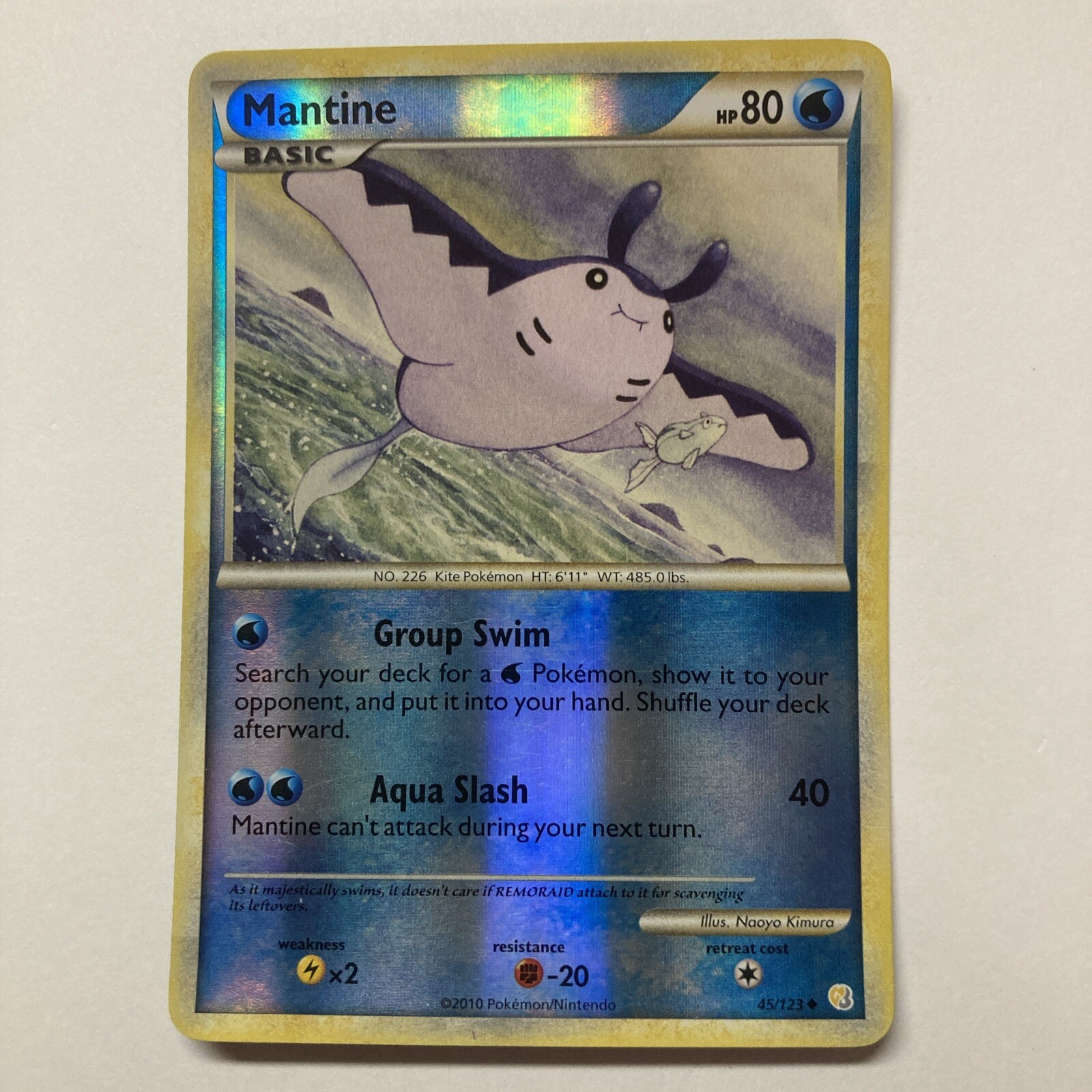 Pokemon - Mantine - 45/123 (Reverse Foil) - HeartGold SoulSilver - Uncommon LP