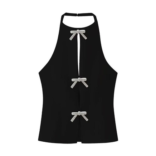 Summer Female Jewelry Bow Decoration Hanging Neck Collar Top Women's Sling NIN - Picture 3 of 8
