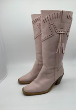 VTG 90s Y2K cowboy leather boots 36 3.5 VGC Marks & Spencer pink tassel fringe