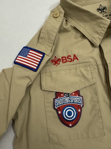 Boy Scouts BSA Uniform Shirt Short Sleeve Patches Size Youth Large  - Picture 5 of 10