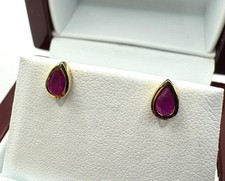 9ct Gold 0.30ct Pear Cut Ruby Stud Earrings - 0.15ct Ruby per earring