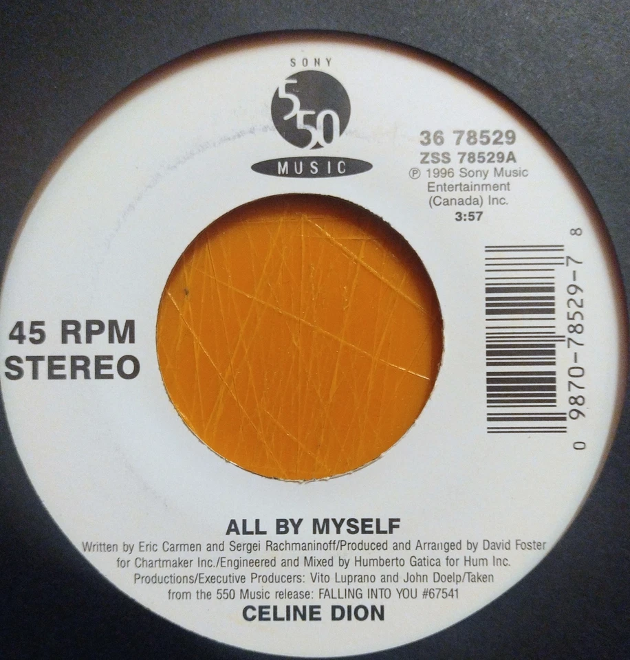 CELINE DION ALL BY MYSELF 7" US VINYL 45 FREE CUSTOM PIC SLEEVE - Image 3 of 4