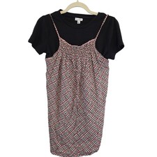 Love, Fire Black T-Shirt Plaid Dress Size Large Nwt