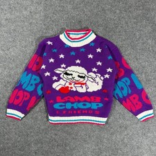 Hot Cashews Youth Knit Sweater Lamb Chop  Friends 1993 Made in USA - 14 x 16.5