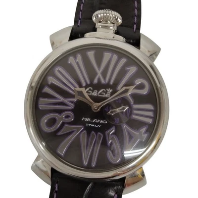 GaGa MILANO 5084 Manuale 46 Quartz Black Dial Leather Strap Mens Watch - Image 1 of 4